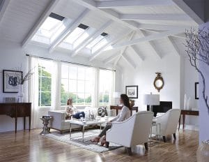 Boise Home Inspectors a living room area with white wall color and a skylight