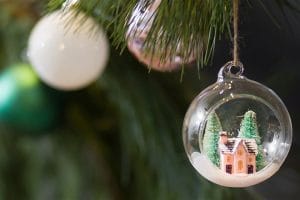 Boise Home Inspectors christmas ball decoration with a mini toy house inside