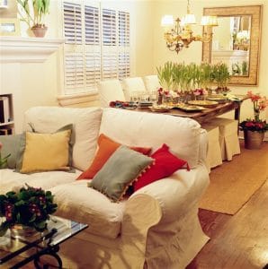 dining and living room area preparation