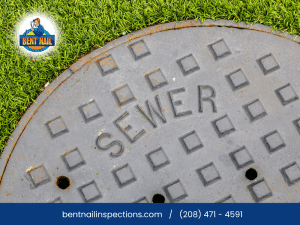 Sewer manhole cover on the ground in Boise, ID.